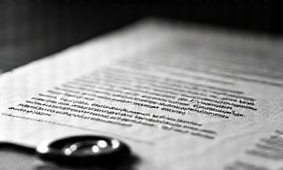 Formal legal manuscript on a desk